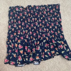 Navy tube top with floral design